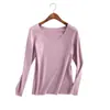 Nueva ropa interior de terciopelo cálida sin costuras para mujer, manga larga, invierno, forro polar, ajustada, básica, algodón engrosado, ropa de otoño