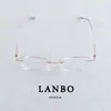 Armazón de Titanio Ultraligero 4.9g Gafas de Prescripción Ovaladas para Mujer, Estilo Crema, Cat-Eye Artístico Retro sin Armazón, Se Pueden Personalizar con Lentes de Prescripción