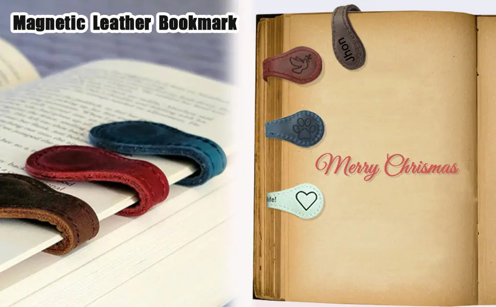 Personalized Magnetic Leather Bookmark