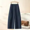 Calça Pantalona Personalizada Feminina Casual Longa Cintura Alta Solta Emagrecimento Versátil Para Ir ao Trabalho Fluida Cor Sólida Calça Reta 20
