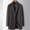 Abrigo de lana hecho a mano para hombre, cuello de solapa para otoño e invierno, forro desmontable de plumón de pato blanco, abrigo cálido de negocios para hombres de mediana edad y jóvenes