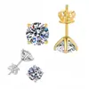 Aretes de Tachuela de Cuatro Garras, Pendientes de Plata S925 de Venta Caliente Transfronteriza, Estilo Clásico Simple y de Moda, Versátiles Pendientes de Moissanita Chapados en Oro de 18 Quilates