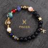 12 Pulseras de Doce Constelaciones, Pulseras de Cristal para Mujeres y Hombres, Abalorios Hechos a Mano, Piedras Naturales, Ocho Planetas, Estilo Popular Transfronterizo