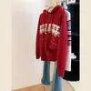 Suéter con Capucha Estilo Fair Isle Rojo para Mujer, Nuevo Top Elegante Holgado de Otoño e Invierno, Tejido de Estilo Perezoso de Principios de Primavera, Artículo Más Vendido