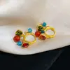 Brincos Pingente Gota D'água com Contas de Pedra Ágata Agulha de Prata Estilo Étnico Retro Brincos de Alto Padrão Acessórios de Orelha Elegantes da Moda