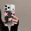 La funda de espejo con estrella de cinco puntas de estilo dulce y fresco más vendida de temu para iPhone 16 Pro Max, funda de teléfono con espejo de maquillaje de lujo ligero para mujer