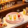 Plato de Cena Mini de Resina con Patrón de Vidrio Imitación, Bandeja de Bar Miniatura, Venta al por Mayor de Fábrica, Accesorios para Casa de Muñecas