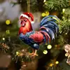 Navidad 2D Acrílico Dibujos Animados Gallo Colgante Árbol de Navidad Colgante Decorativo Lindo Transfronterizo