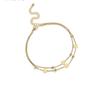 Tobillera Moderna de Acero de Titanio de Doble Cara con Corazón de Doble Capa para Mujer Chapada en Oro de 18K Nueva Versátil No se Desvanece de Moda Lujosa Accesible Tobillera