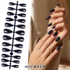 Manicura de Color Sólido Largo Uñas Portátiles Manicura de Gama Alta Uñas Postizas Forma de Almendra Brillantes Uñas Removibles Producto Terminado