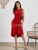 Verão de 2025 Europa e América Amazon transfronteiriça feminina de verão nova moda sem mangas cor sólida vestido plissado estilo A