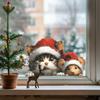 Fun-Jd164 Gato e Rato Usando Chapéus de Natal Decoração de Casa Porta de Vidro Adesivos de Janela Atacado UV