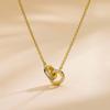 Colar de Anel Duplo de Luxo Leve, Galvanoplastia em Ouro Real Cravejado com Diamantes, Exquisito e Versátil, Colar da Moda para Melhores Amigos e Casais, Uso Diário