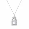 Colar de moissanita banhado a ouro branco para mulheres, simples e elegante, pingente clássico de trevo de quatro folhas, joia de corrente para clavícula, item popular de transmissão ao vivo