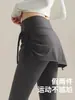 Pantalones de yoga acampanados para mujer talla grande con cintura alta, control de abdomen y diseño de dos piezas falso, adecuados para Pilates y fitness