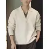 Suéter de tricô de duas peças para outono e inverno, suéter quente, camisa polo para outono e inverno, malha da moda com decote em V duplo, top casual para homens