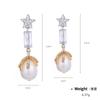 Brincos Kenjay de Prata S925 com Pino de Cobre Banhado a Ouro e Pérola de Água Doce para Mulheres Conjunto Estilo Japonês e Coreano Versátil Elegante Brincos de Estrela Bicolor
