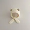 Gorro de Bebé Otoño Invierno Estilo Coreano Gorro de Punto para Bebé con Protección para las Orejas Cortavientos Cálido Gorro Integrado con Bufanda de Lana para Bebé y Niño Pequeño