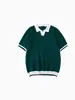 Camisa Polo de Tricô Versátil Minimalista com Gola Lapela Respirável de Manga Curta para Homens - Cor Contrastante, Verão, Casual de Negócios