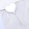 Nuevo Espejo de Maquillaje de Mano con Forma de Corazón Espejo de Corazón Creativo DIY con Perlas Espejo de Maquillaje de Plástico Portátil de una Cara Venta al por Mayor