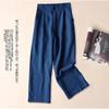 Calça Larga Feminina de Algodão e Linho para o Verão 2026, Calça Casual de Linho Fino, Calça Profissional Ol para Mulheres, Calça Cropped Solta para Mulheres