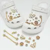 Compatible con Crocs Cadena Dorada con Purpurina Lujo Ligero Pedrería Accesorios DIY Flores para Zapatos Decoración de Girasol Hebillas para Zapatos Mayoreo