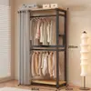 Arara de Roupas, Arara de Chão para Quarto, Arara Integrada para Closet Aberto, Unidade de Prateleira de Metal, Pode Ser Combinada com um Guarda-Roupa