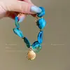 Pulsera de Concha de Dopamina Azul para Mujer Diseño de Nicho Sensación de Alta Gama Joyería Hecha a Mano Accesorios con Atmósfera de Estilo Vacacional Costero