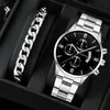 Set de Pulsera de Reloj para Hombre de 2 Piezas de Venta Caliente Transfronteriza, Reloj de Cuarzo Luminoso de Moda y de Gama Alta para Hombre