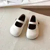 Sapatos Mary Jane estilo princesa retrô francês para meninas, coleção primavera/outono 2026, sapatos de couro de sola plana, bico redondo, sapatos únicos versáteis