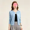 Nuevo cárdigan de punto liso para otoño e invierno para mujer, prenda exterior holgada de cuello redondo, chaqueta suéter corta