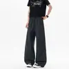 Calça Casual Xadrez Estilo Retrô Americano para Homens, 190cm de Altura, Extra Longa, Solta, Estilo Preguiçoso, Calça Reta de Perna Larga