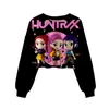 Huntrx Patrón Impreso en 3D Nuevo Estilo Transfronterizo Niñas Sudadera Corta Casual de Cuello Redondo