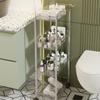 Carrito de almacenamiento con huecos para compras desbordadas, gran capacidad, estante de almacenamiento para dormitorio y baño, estante de almacenamiento multifuncional para cosméticos