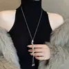 Collar de Perlas de Doble Capa Super Brillante con Borla de Diamantes Completos para Mujer 2025 Nuevo Accesible Lujo Gama Alta Cadena para Clavícula