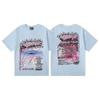 Camiseta primavera e verão 2024, tendência, rua alta, retrô, frente e verso, estampada, solta, manga curta, camisetas para homens e mulheres, casais