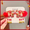 Pin Lateral Estilo Antiguo Accesorio para el Cabello Rojo, Lindo Pasador de Moño Festivo para Año Nuevo
