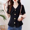 Foto Real de Camiseta Adelgazante Cubre-Barriga Francesa Gorda para Mujer Verano Nuevo Tallas Grandes Tops de Moda para Mujer