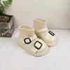 Zapatos para Niña Bebé Niño Primavera y Otoño Nuevos Zapatos de Princesa con Hebilla de Cinturón para Niños Botas de Calcetín Estilo Británico Tejido Volador Botines de Cuero Pequeños Combinan con Todo