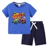 2023 Camiseta infantil verão novo comércio exterior roupas infantis em algodão coreano calças de manga curta infantil terno de duas peças