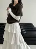 Suéter de Punto Luxi Estilo Coreano con Cuello Polo Sencillo para Mujer, Nuevo Modelo de Invierno, Elegante Look en Capas, Suéter de Manga Corta Adelgazante Ss959
