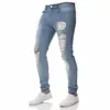 Nuevos jeans hombre otoño rotos pantalones largos jóvenes elásticos pantalones ajustados hombre