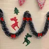 2m Verde Escuro Borda Branca Flocos de Neve de Natal Tops Jardim de Infância Shopping Center Decoração de Teto Tiras Coloridas de Natal Fitas Florais