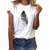 Camiseta de verano de manga corta para mujer 2023 camiseta estampada con plumas de dibujos animados manga corta entrega de una pieza femenina cuello redondo