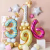 Globos de Número Tipo Rosquilla Estilo Americano de 32 y 40 pulgadas, Globos de Helado, Globos de Dulces para Cumpleaños de Bebé, Decoración de Ambiente