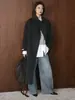 Louvre Invierno Nuevo Estilo Coreano Simple y Moderno Cuello Alto Doble Lana Abrigo de Lana con Cinturón Chaqueta Cálida para Mujer