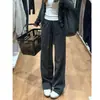 Calça de Moletom Cinza Lulu Sports para Mulheres, Nova Coleção Primavera e Outono 2026 Cintura Alta Slim-Fit Petite Perna Reta Casual Perna Larga