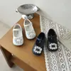 Sapatos de princesa com strass para meninas de 3 a 6 anos, sapatos Mary Jane de sola macia, sapatos de couro para bebês estilo primavera e outono, sapatos de performance infantis