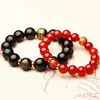 Pulsera de Obsidiana Natural Zodíaco Zodíaco Buda Buming Ágata Roja Pulsera Dios Guardián para Hombre y Mujer Venta al por Mayor