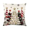 2026 Nueva Funda de Almohada Estampada de Lino con Tema Navideño Decoraciones para el Hogar Funda para Cojín de Asiento de Sofá